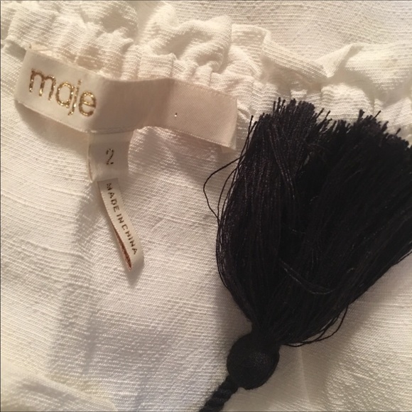 Maje Lioni Tassel Boho Embroidered Blouse Size 2 - Picture 7 of 8